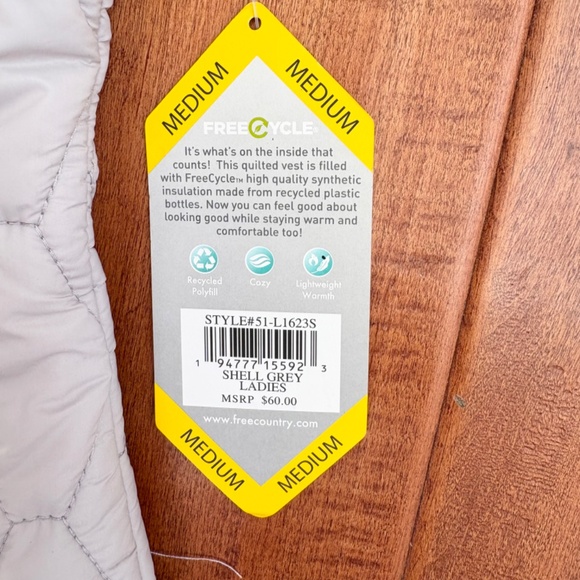 NWT Free Country Ladies Quilted Sherpa Vest Size M Gray - Picture 5 of 11